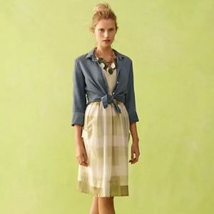 New Anthropologie Maeve Inwood Silk Blend Window Pane Dress 0